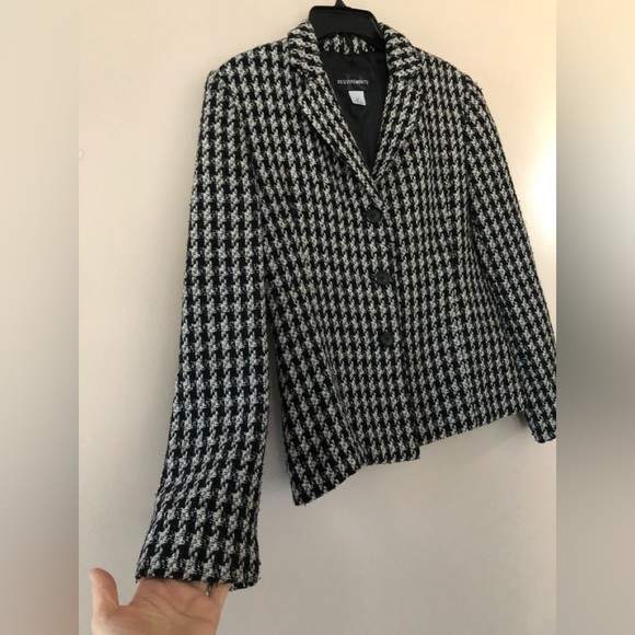 Requirements tweed Houndstooth blazer size 12 polyester wool blend workwear - Picture 2 of 11